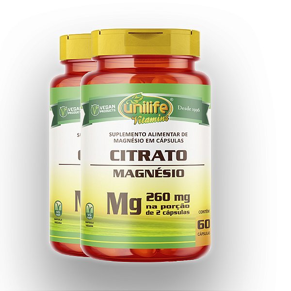Kit 2 Magnésio citrato Unilife 350mg 60 cápsulas
