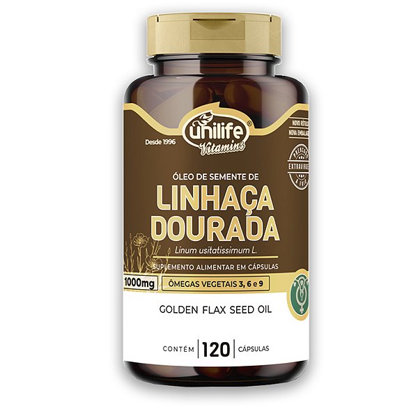 Óleo de Semente de Linhaça Dourada Unilife 1000mg 120 Cápsulas