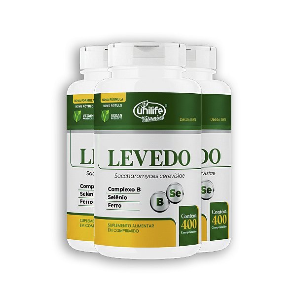 Kit 3 Levedo de Cerveja Complexo B, Selenio e Ferro Unilife