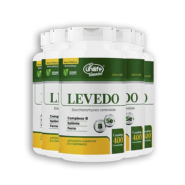Kit 5 Levedo de Cerveja Complexo B, Selenio e Ferro Unilife