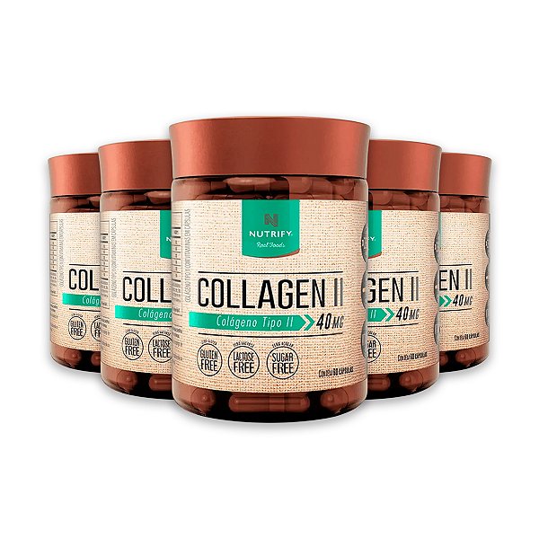 Kit 5 Colágeno Tipo 2 Collagen II Nutrify 60 Cápsulas