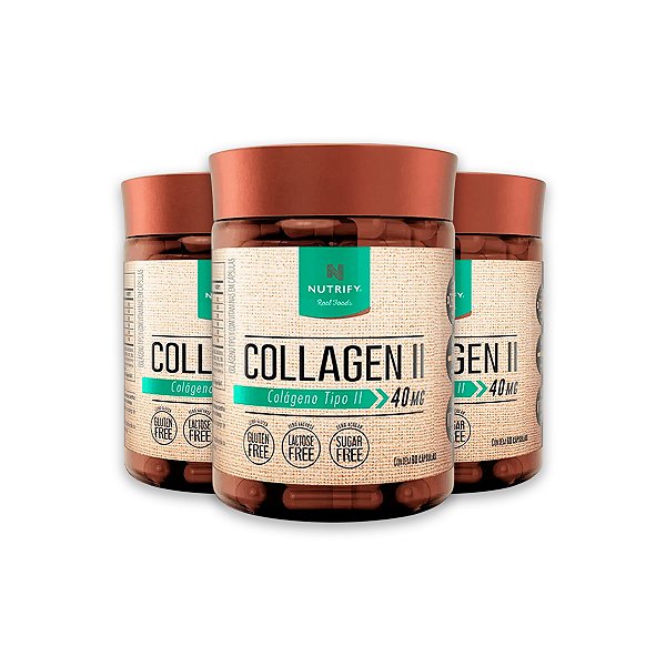Kit 3 Colágeno Tipo 2 Collagen II Nutrify 60 Cápsulas