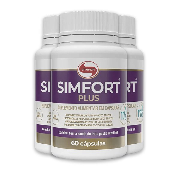 Kit 3 Simfort Plus Vitafor Probióticos 60 Cápsulas