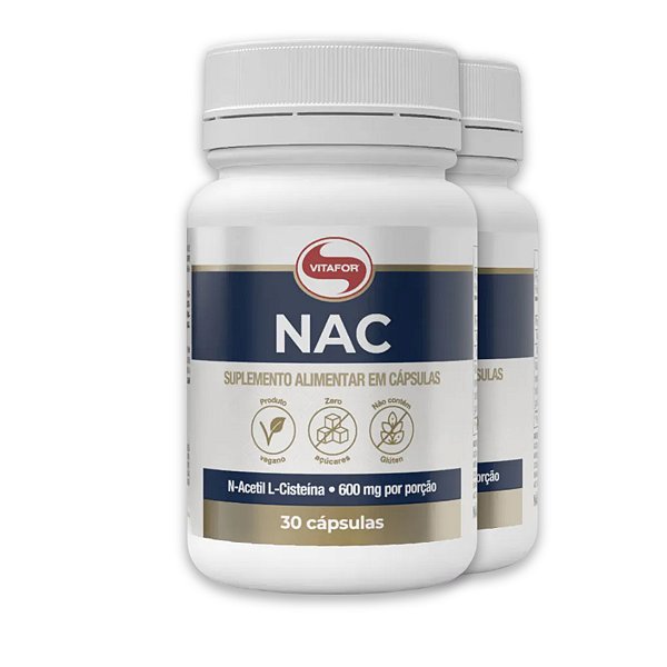 Kit 2 NAC N-Acetil L-Cisteína Vitafor 600mg 30 Cápsulas