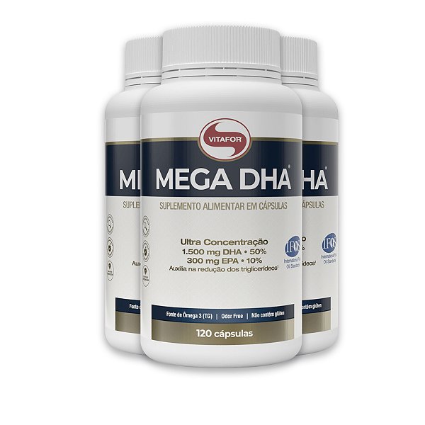 Mega DHA Vitafor 1500mg 120 Cápsulas | Kit 3