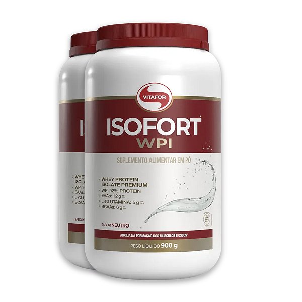 Kit 2 Isofort Whey Protein Vitafor 900g Neutro
