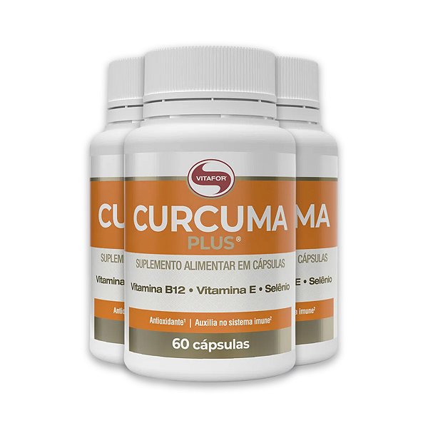 Kit 3 Curcuma Plus Vitafor 130mg 60 Cápsulas