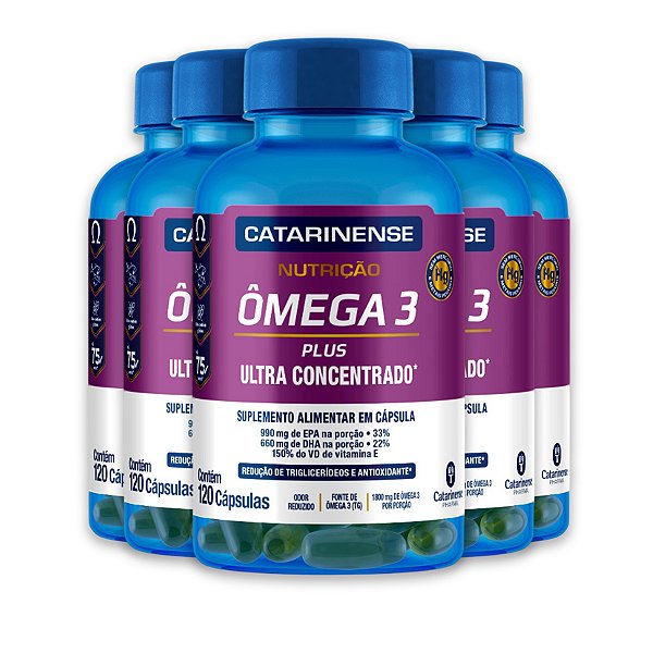 Kit 5 Ômega 3 Plus Ultra Concentrado Catarinense 120 Cápsulas