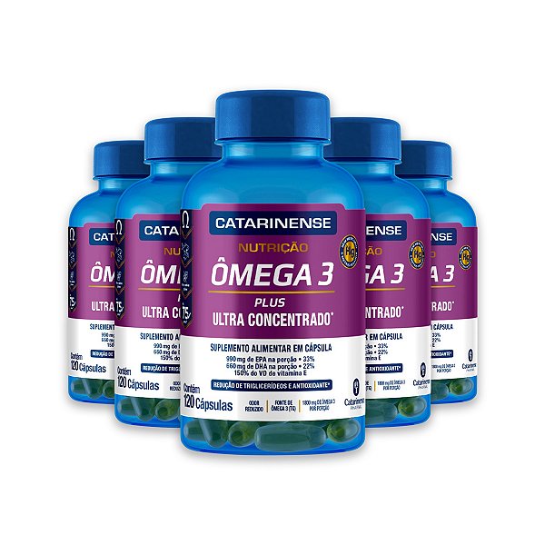 Kit 5 Ômega 3 Plus Ultra Concentrado Catarinense 120 Cápsulas