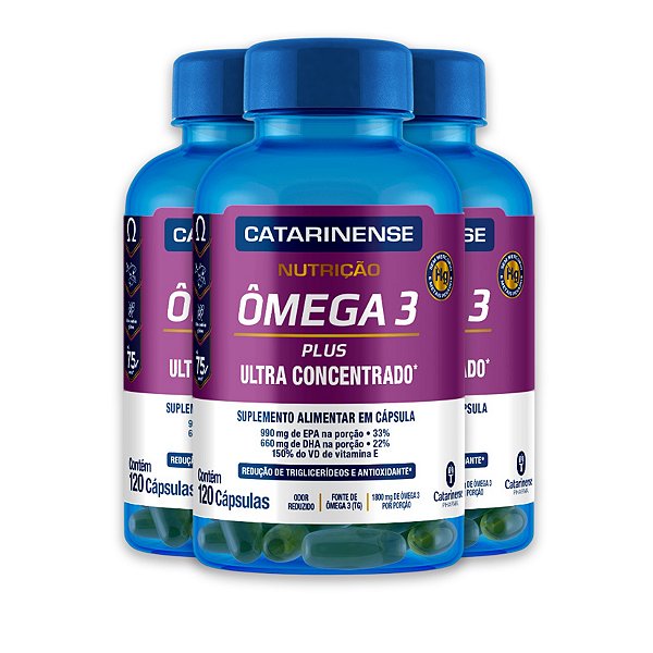 Kit 3 Ômega 3 Plus Ultra Concentrado Catarinense 120 Cápsulas