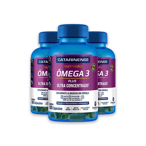 Kit 3 Ômega 3 Plus Ultra Concentrado Catarinense 120 Cápsulas