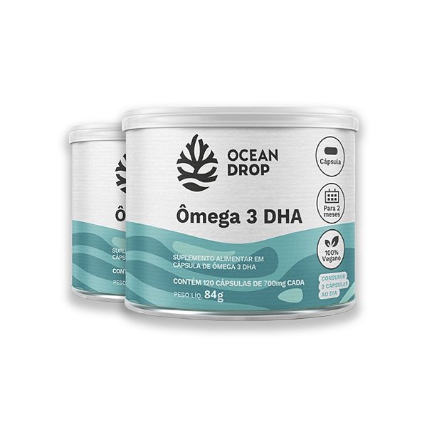 Kit 2 Ômega 3 DHA Vegano Ocean Drop 120 Cápsulas