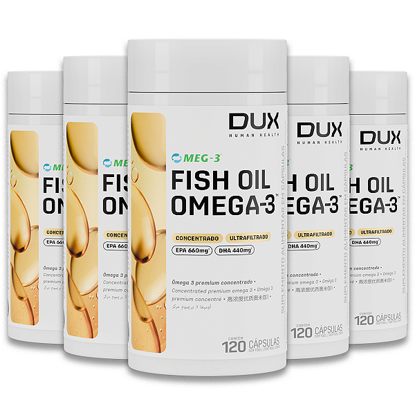 Kit 5 Ômega 3 Dux Fish Oil 430mg 120 Cápsulas