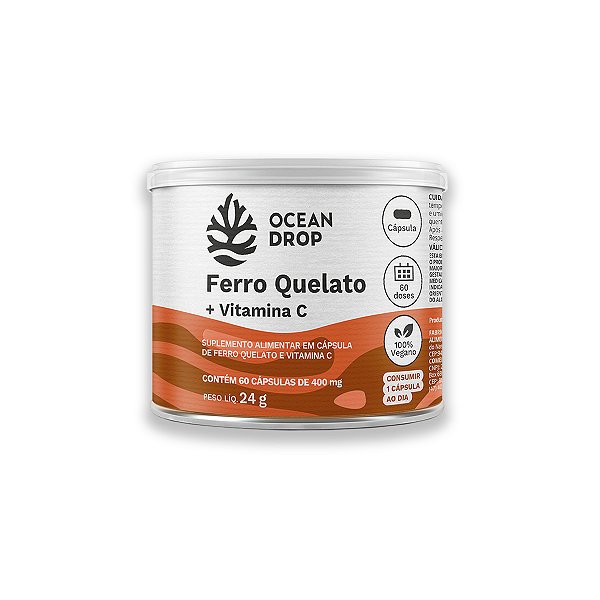 Ferro Quelato e Vit. C Ocean Drop 60 Cápsulas