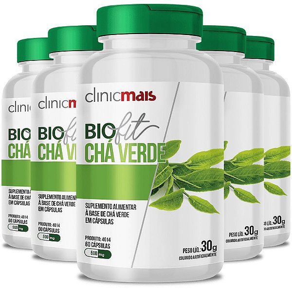 Kit 5 Biofit Chá Verde 60 cápsulas da Clinicmais