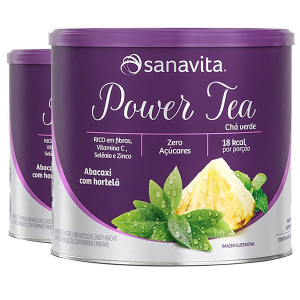 Kit 2 Power Tea Chá verde abacaxi com hortelã 200g da Sanavita