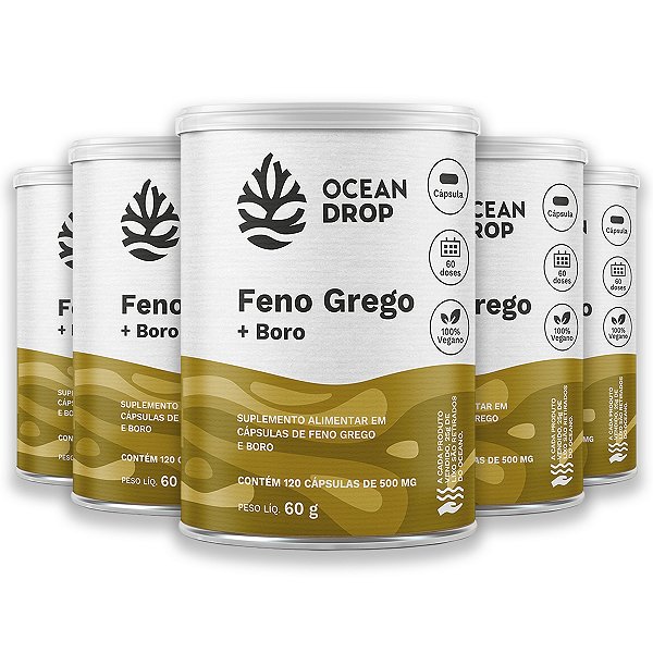 Kit 5 Feno Grego e Boro Ocean Drop 120 Cápsulas