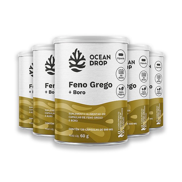 Kit 5 Feno Grego e Boro Ocean Drop 120 Cápsulas