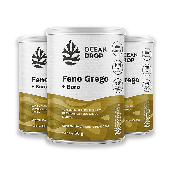 Kit 3 Feno Grego e Boro Ocean Drop 120 Cápsulas