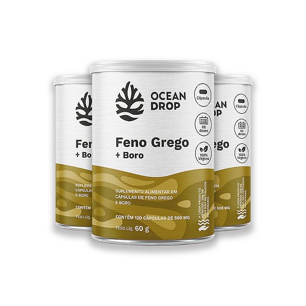 Kit 3 Feno Grego e Boro Ocean Drop 120 Cápsulas