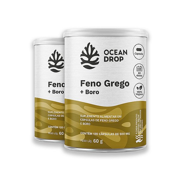 Kit 2 Feno Grego e Boro Ocean Drop 120 Cápsulas
