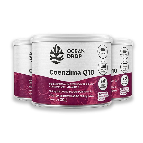 Kit 3 Coenzima Q10 e Vit. E Ocean Drop 60 Cápsulas