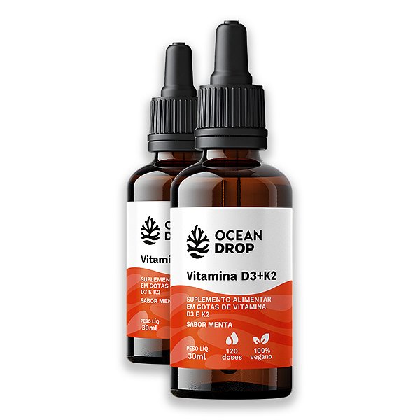 Kit 2 Vitamina D3 K2 30ml Ocean Drop Sabor Menta