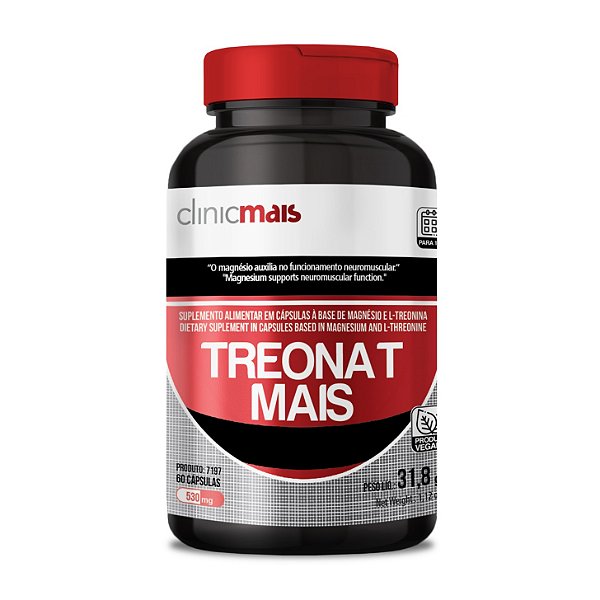 Treonat Vegano 530mg ClinicMais 60 Cápsulas