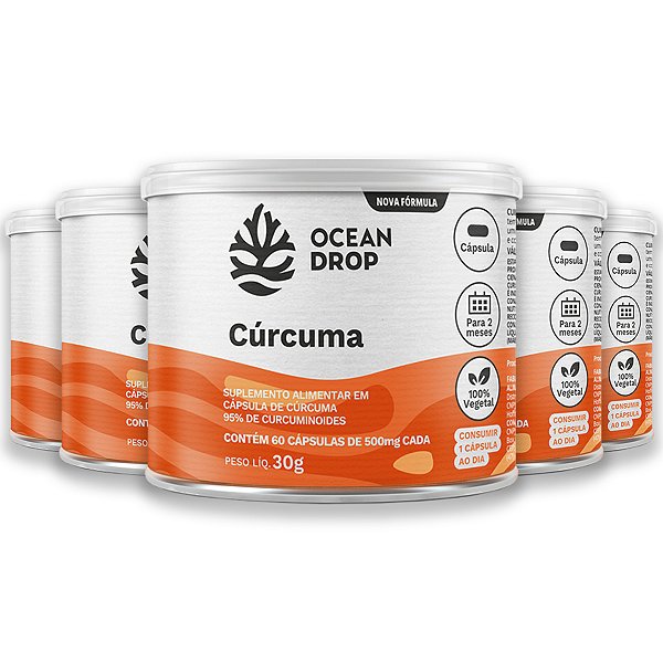 Kit 5 Cúrcuma Ocean Drop 60 Cápsulas