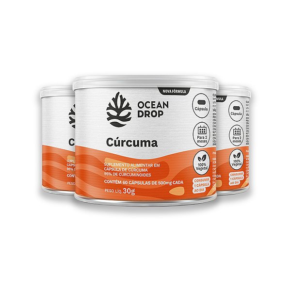 Kit 3 Cúrcuma Ocean Drop 60 Cápsulas
