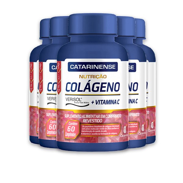 Kit 5 Colágeno Verisol e Vit. C Catarinense 60 Cápsulas