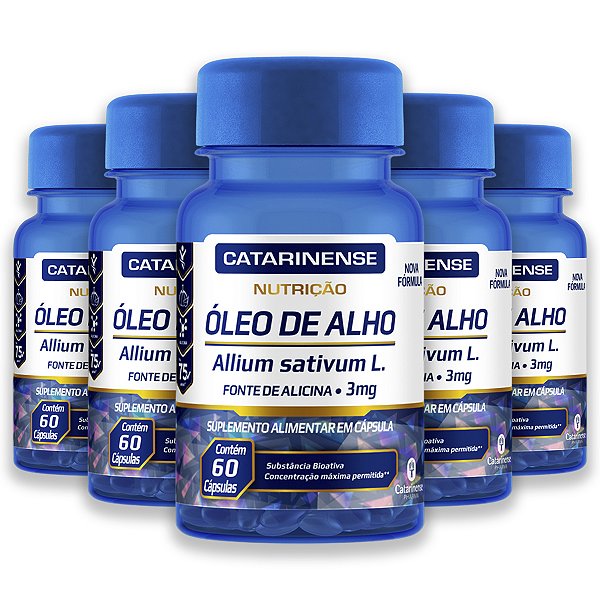 Kit 5 Óleo de Alho 3mg Catarinense 60 Cápsulas