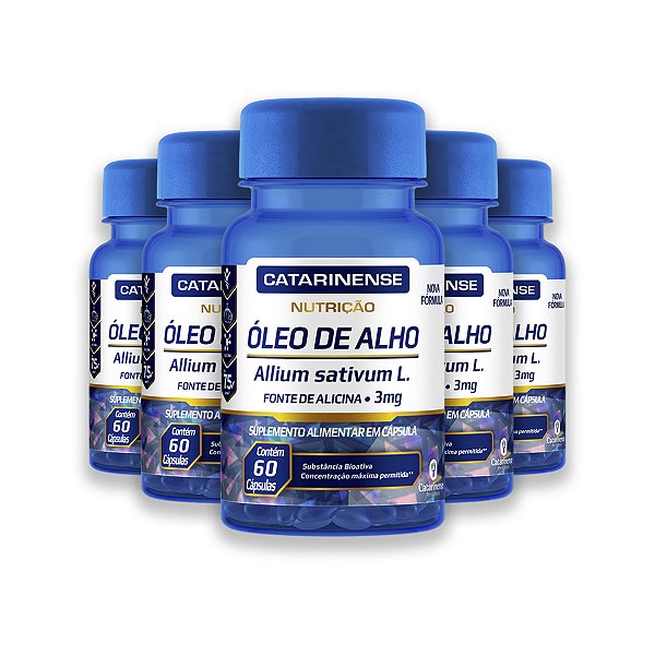 Kit 5 Óleo de Alho 3mg Catarinense 60 Cápsulas