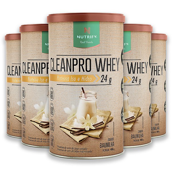 Kit 5 CleanPro Whey Baunilha Nutrify 450g