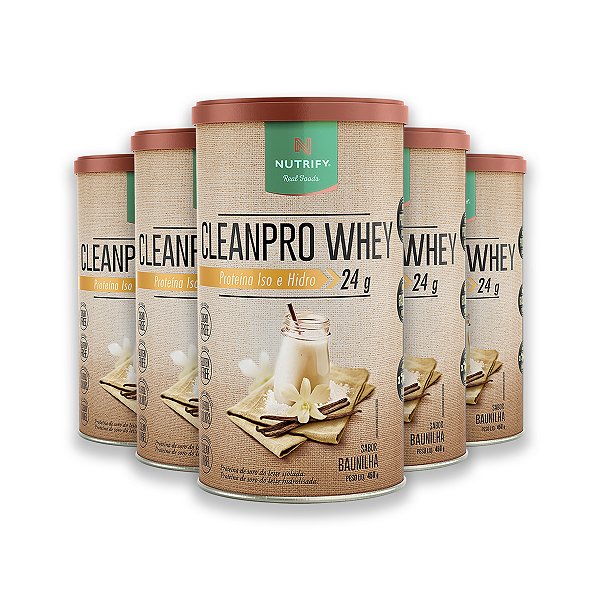 Kit 5 CleanPro Whey Baunilha Nutrify 450g