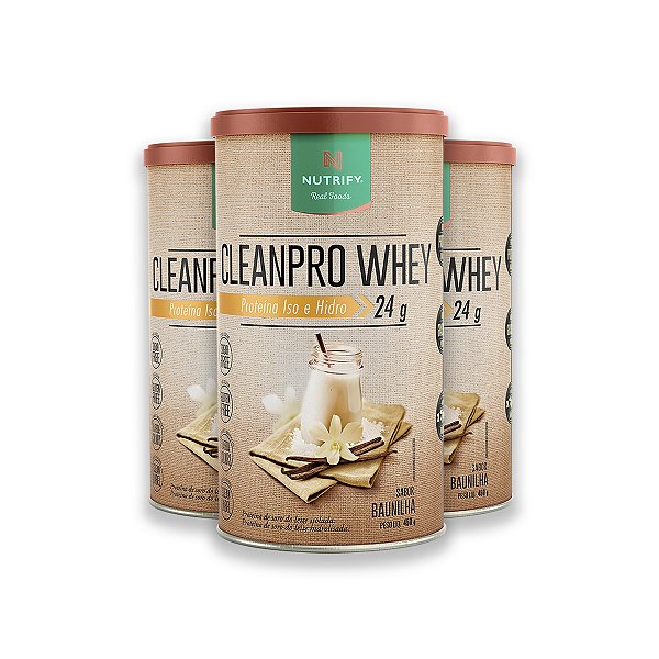 Kit 3 CleanPro Whey Baunilha Nutrify 450g