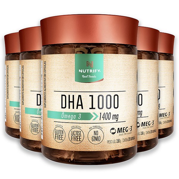 Kit 5 Ômega 3 DHA Nutrify 120 Cápsulas