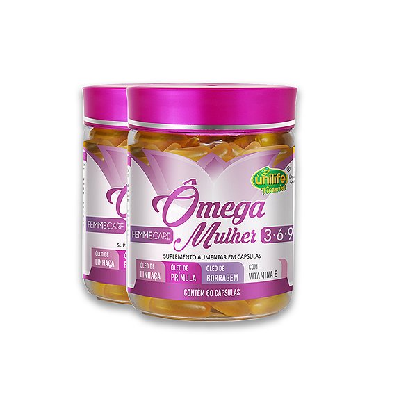 Kit 2 Ômega mulher 3 6 9 Unilife 60 Cápsulas