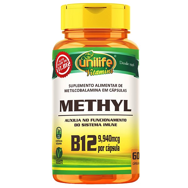 Vitamina B12 Methyl Unilife Vegano 60 cápsulas