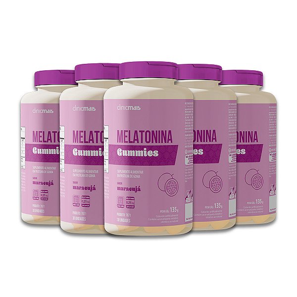 Kit 5 Melatonina Gummies Clinicmais 30 Gomas Maracujá