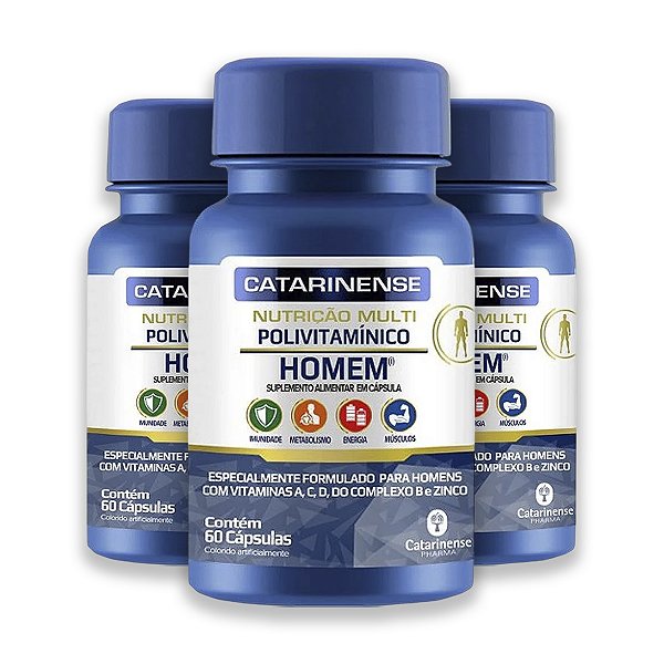Kit 3 Multipolivitamínico Homem Catarinense 60 Cápsulas