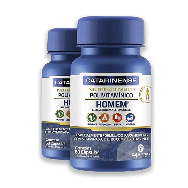 Kit 2 Multipolivitamínico Homem Catarinense 60 Cápsulas