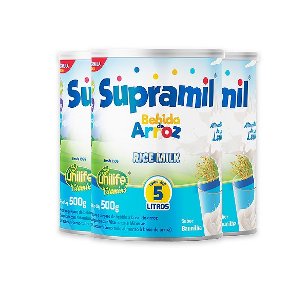 Kit 3 Supramil Bebida Rice Milk Unilife 500g