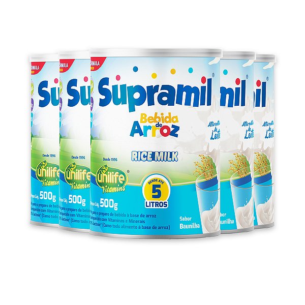 Kit 5 Supramil Bebida Rice Milk Unilife 500g