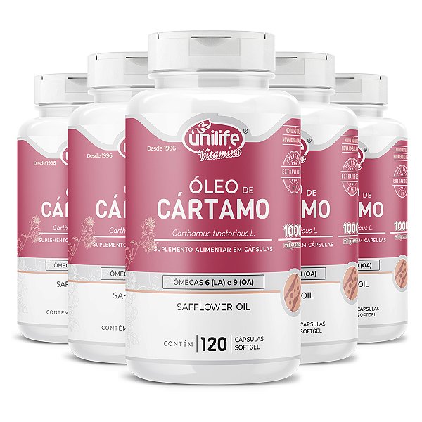 Kit 5 Óleo de Cartamo 1000mg com 120 cápsulas Unilife