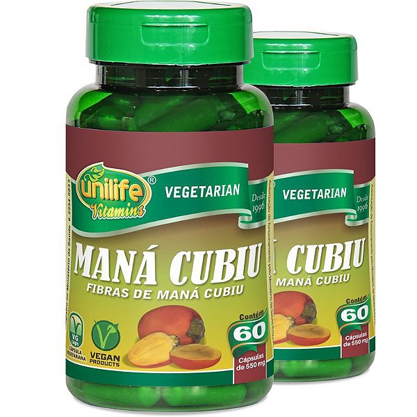 Kit 2 Maná Cubiu em fibras 60 cápsulas Unilife