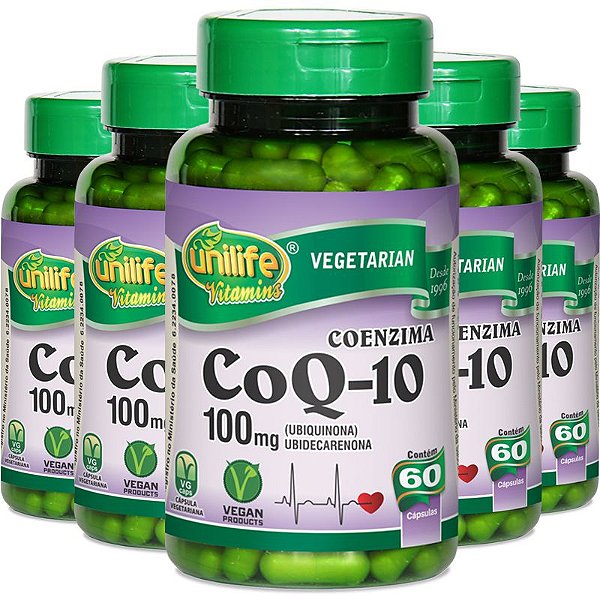 Kit 5 Coenzima Coq-10 Unilife 60 cápsulas