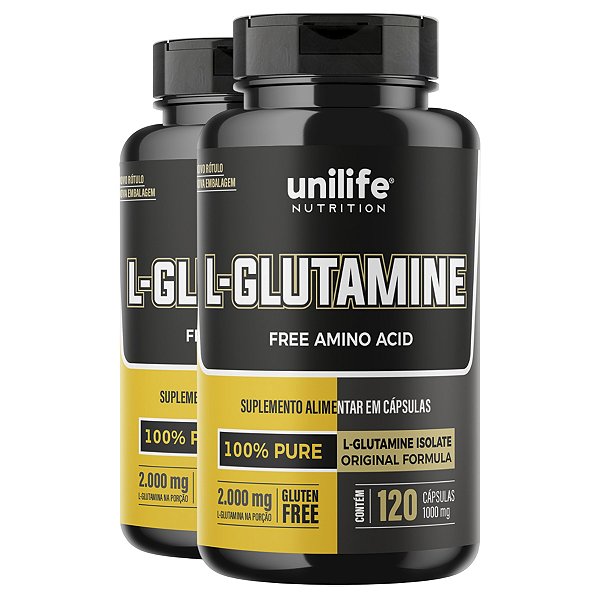 Kit 2 L-Glutamina 100% pura 120 cápsulas Unilife