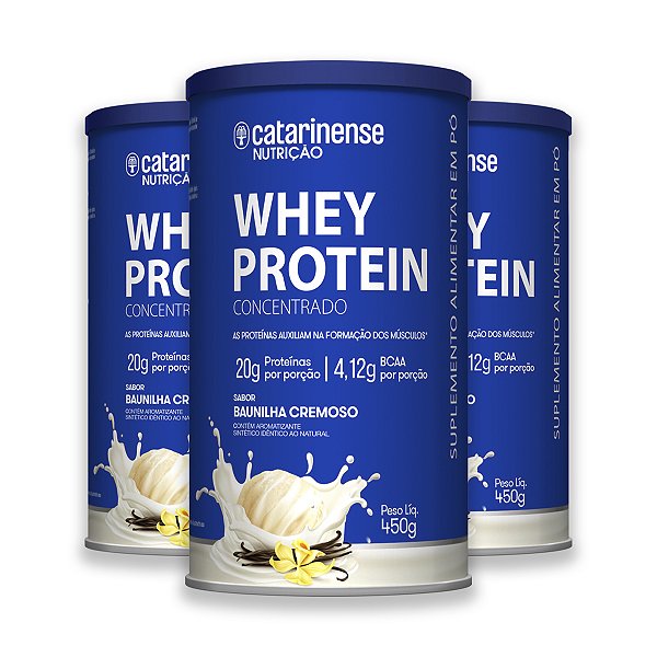 Kit 3 Whey Protein Concentrado Catarinense 450g Baunilha