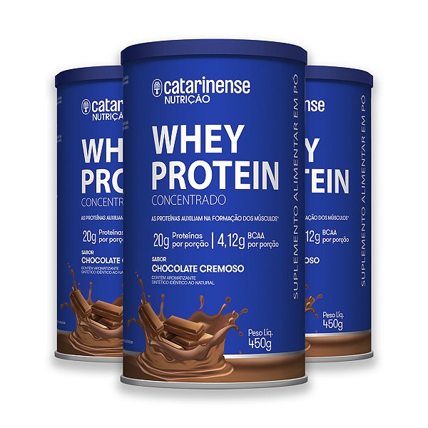 Kit 3 Whey Protein Concentrado Catarinense 450g Chocolate